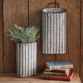 Set of Two Tall Herringbone Bins