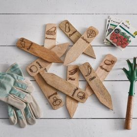 Set of Ten Wood Vegetable Markers