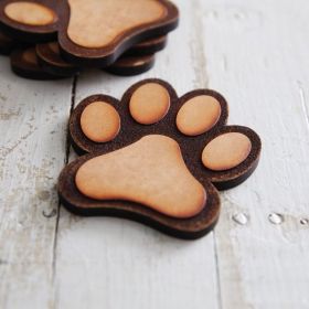 Set of Four Wood Burned Paw Coasters