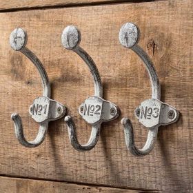 Set of Three Numbered Wall Hooks