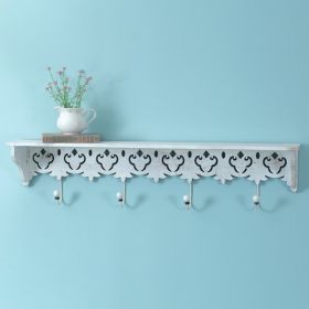 Maribelle Wood Wall Shelf with Four Hooks