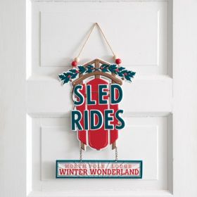 Sled Rides Hanging Wall Sign