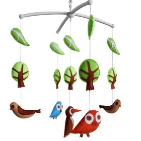 Baby Crib Mobile Birds Trees Handmade Musical Mobile Baby Shower Gift Nursery Decor - Default