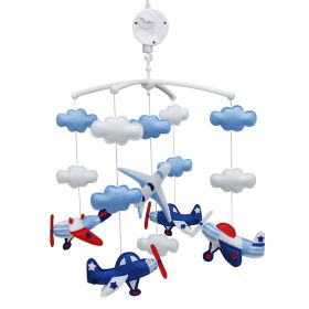 Blue Airplane and Clouds Handmade Infant Baby Musical Crib Mobile Gift Girls Boys Nursery Room Decor - Default