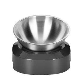 Pet Feeder Stainless Steel Single Bowl with Stand 15 Degree Adjustable Pet Cat Feeding Bowl - black