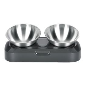 Pet Feeder Stainless Steel Double Bowls 15 Degree Adjustable Pet Cat Feeding Bowl - black