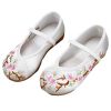 White - Chinese Traditional Embroidery Shoes Flower Shoes Girls Ballet Flats - Default