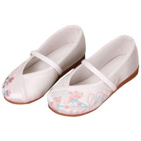 White - Chinese Traditional Embroidery Shoes Girls Ballet Flats Slip On Shoes - Default