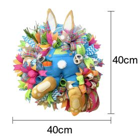 2023 Easter Rabbit Wreath Colorful Easter Rabbit Garlands Door Oranments Happy Easter Party Decor Bunny Wall Front Door Hanging - Rabbit Wreath B - CN