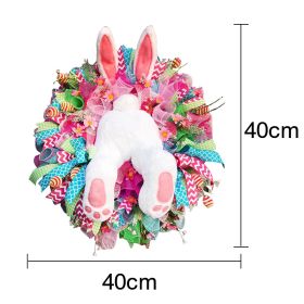 2023 Easter Rabbit Wreath Colorful Easter Rabbit Garlands Door Oranments Happy Easter Party Decor Bunny Wall Front Door Hanging - Rabbit Wreath A - CN