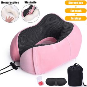 U Shaped Memory Foam Neck Pillows Soft Slow Rebound Space Travel Pillow Massage Sleeping Airplane Pillow Neck Cervical Bedding - Upgrade B Pink - Chin