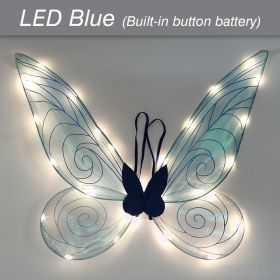 LED Fairy Wings Glowing Sparkle Butterfly Elf Princess Angel Wings Halloween Party Cosplay Costumes Performance Photography Prop - LED Blue - China