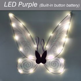 LED Fairy Wings Glowing Sparkle Butterfly Elf Princess Angel Wings Halloween Party Cosplay Costumes Performance Photography Prop - LED Purple - China