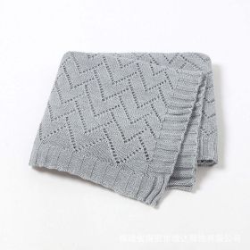 Kids Hollow Carved Graphic Solid Color Knitted Blanket - Average Size (0-12Y) - Grey