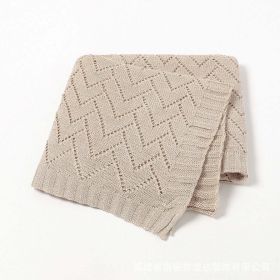 Kids Hollow Carved Graphic Solid Color Knitted Blanket - Average Size (0-12Y) - Khaki