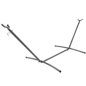 Steel Gray Hammock Stand; Dimensions Unfolded: 108"L x 43"W x 40"H - black - coated steel