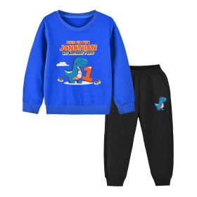 Baby Boy Cartoon Dinosaur Print Pattern Hoodie Combo Trousers Cotton 1 Pieces Sets - 110 (3-5Y) - Blue