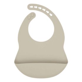 Baby Solid Color Food Grade Silicone Bibs - Average Size (0-8Y) - Khaki