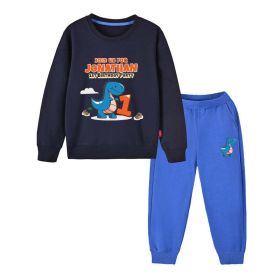 Baby Boy Cartoon Dinosaur Print Pattern Hoodie Combo Trousers Cotton 1 Pieces Sets - 140 (8-10Y) - Black