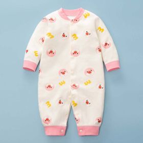 Baby Cartoon Pattern Full Single Breasted Design Thermal Jumpsuit - 66 (3-6M) - Light Pink