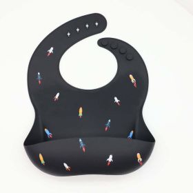 Baby Printed Pattern Food Grade Silicone Bibs - Average Size (0-8Y) - Black