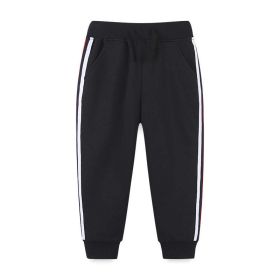 Baby Boy Side Striped Pattern Autumn New Style Sport Trousers - 120 (5-7Y) - Black