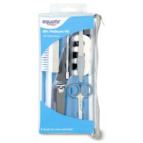 Equate 8-Piece Pedicure Foot Care Set with Zipper Pouch, Silver - Equate