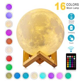 LED Night Lights Moon Lamp 3D Print Moonlight Timeable Dimmable Rechargeable Bedside Table Desk Lamp Children's Leds Night Light - 12cm