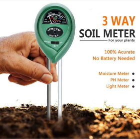 3 In1 Soil Tester Water PH Moisture Light Test Meter Kit For Garden Plant Flower - Green