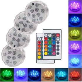 10 LED Submersible Lights Underwater Waterproof Wedding Vase Base Lamp Underwater Night Lamp Outdoor Vase Bowl Garden Party Decoration - 1Pcs