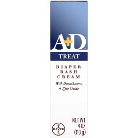 A+D Treat Diaper Rash Cream, Baby Skin Care with Zinc Oxide, 4 Oz Tube - A+D