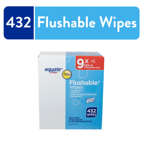 Equate Fresh Scent Flushable Wipes, 9 Resealable Packs of 48 Wipes (432 Total Wipes) - Equate