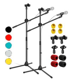 5Core Tripod Mic Stand Heavy Duty Adjustable Floor Microphone Boom Arm Pedestal Para Microfono - MS DBL - 2Pcs Black