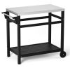 Outdoor Prep Cart Dining Table for Pizza Oven;  Patio Grilling Backyard BBQ Grill Cart - Black