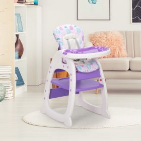 Multipurpose Adjustable Highchair,Children's dining chair for Baby Toddler Dinning Table with Feeding Tray and 5-Point Safety Buckle XH  - Purple