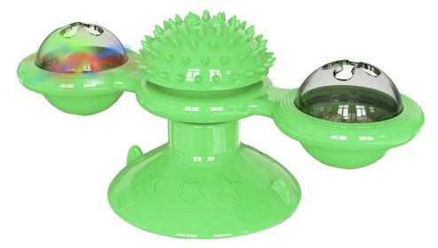 Pet Life 'Windmill' Rotating Suction Cup Spinning Cat Toy - Green