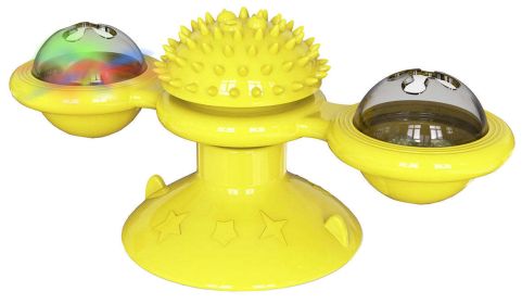 Pet Life 'Windmill' Rotating Suction Cup Spinning Cat Toy - Yellow