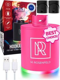 Pink Hookah Pump with 1300 mAh Rechargeable Battery Electric Hookah Air Pump Kit with Led Light Mini Hookah Pump Starter Universal Shisha Starter Kit