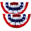 2 Pack USA Pleated Fan Flag 3x6 Feet American USA Bunting Decoration Flags PRINTED Patriotic Stars & Stripes with Canvas Header and Brass Grommets - G