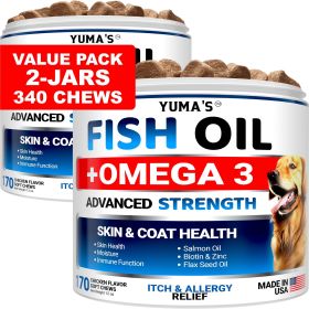 2 Pack Omega 3 Fish Oil for Dogs Skin and Coat Supplement Dry & Itchy Skin Relief Treatment Allergy Support Dog Anti Shedding Treats Shiny Coats EPA &