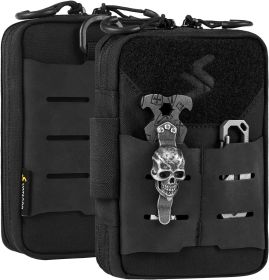 EDC Pouch Tool Pocket Organizer Molle Tool Pouch for Men, Nylon Compact Organizer for Multitools - Black