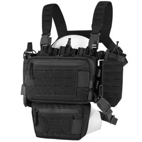 Chest Rig-Tactical Chest Rig Molle Modular Micro Fight Chest Rigs Adjustable&Detachable with 5.56/7.62 Magazine Pouch - Black