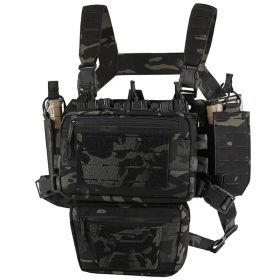 Chest Rig-Tactical Chest Rig Molle Modular Micro Fight Chest Rigs Adjustable&Detachable with 5.56/7.62 Magazine Pouch - BK CP