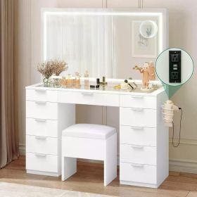 Make Up Table 46'' Large Makeup Vanity With Storage Bench Vanity Desk Set Home Furniture for Bedroom Dresser Furnitures Dressers