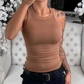 2023 Summer Women Print Top Fashion Women Casual Army Camo Camouflage Tank Sleeveless O-neck Slim Vest T-Shirts - Coffee - XXL