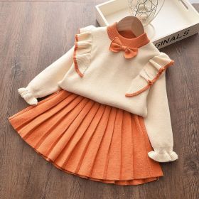 2022 New Girl Sweater Clothes Children Winter Dress Bow Doll Collar Clothes Coat Casual Dress Sweater Christmas Girls Suits - AH842orange - 6