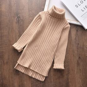 2022 New Girl Sweater Clothes Children Winter Dress Bow Doll Collar Clothes Coat Casual Dress Sweater Christmas Girls Suits - AH2029khaki - 3T