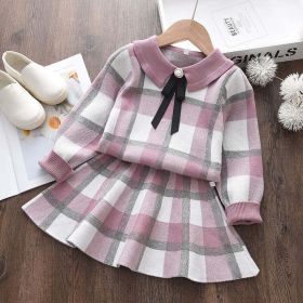 2022 New Girl Sweater Clothes Children Winter Dress Bow Doll Collar Clothes Coat Casual Dress Sweater Christmas Girls Suits - AH941pink - 6