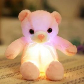 32cm Creative Luminous Bear Plush Toy Stuffed Teddy Led Light Colorful Doll Kawaii Lovely Kids Toy Girls Children Gift - Pink