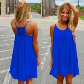 Female summer dress woman sundress 2022 breathable chiffon - S - Blue